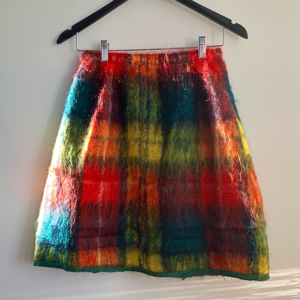 Vintage bright plaid mohair skirt